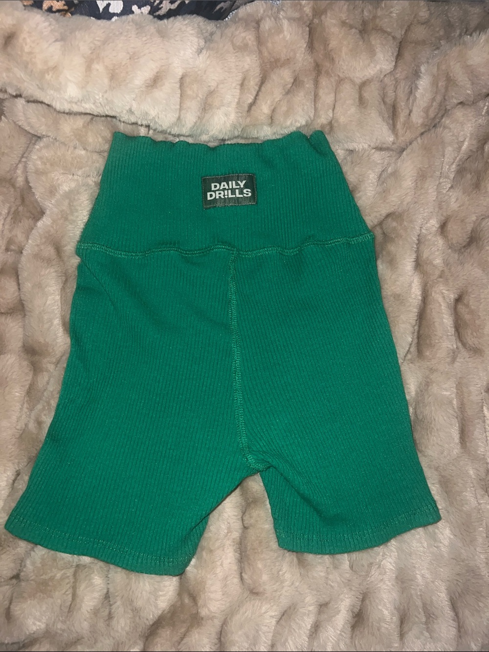 Daily Drills Emerald Green Ribbed Bike Shorts